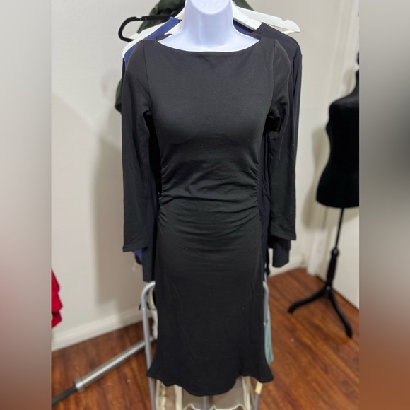 OGL Eco-Mousse® Thermal Boatneck Ruched Sides Brami Midi Dress - Picture 3 of 8